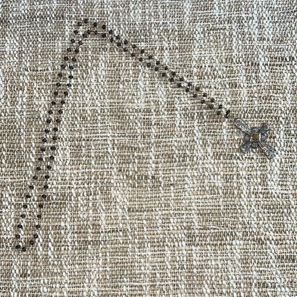 Silpada Smoky Quartz Marquessa Sterling Silver cross Necklace N2331 36” - Picture 2 of 5